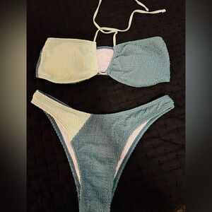 Two-Tone Textured Bikini Set